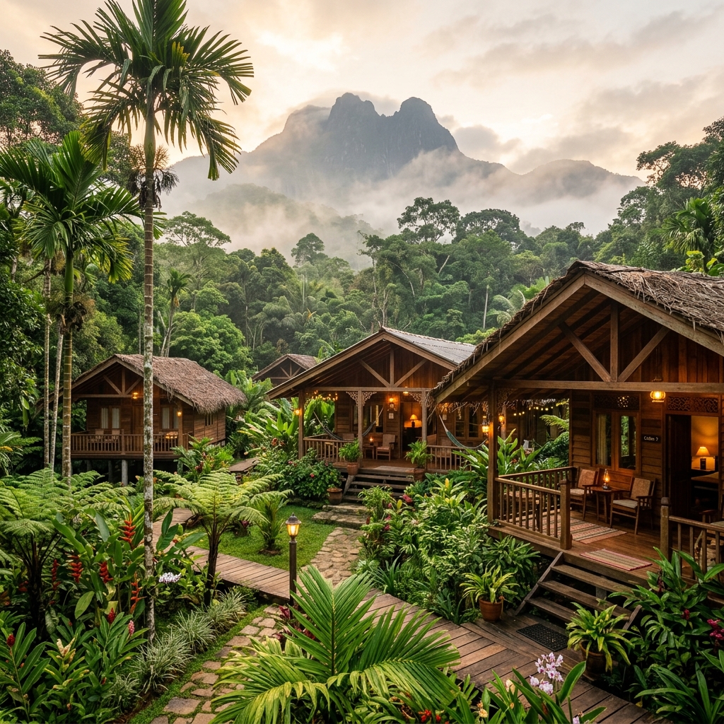 Bathle Eco Resort cabins set in forest near Bible Rock